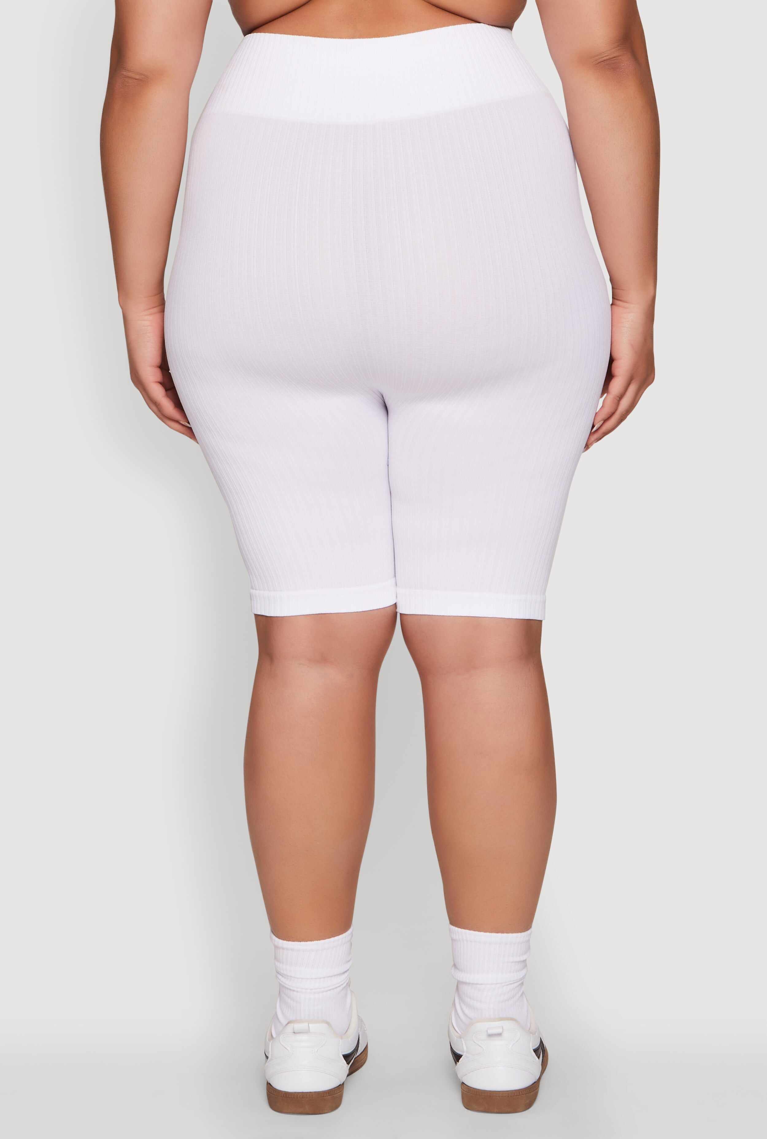 Plus Size Seamless Rib Knit Biker Shorts
