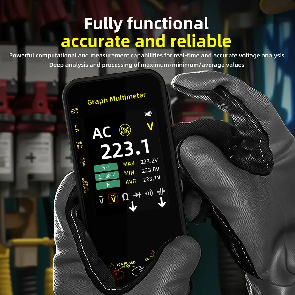 Intelligent Digital Multimeter, Voltage Waveform Recording, Temperature Testing, Current,  Screen Can  Rotated For Display