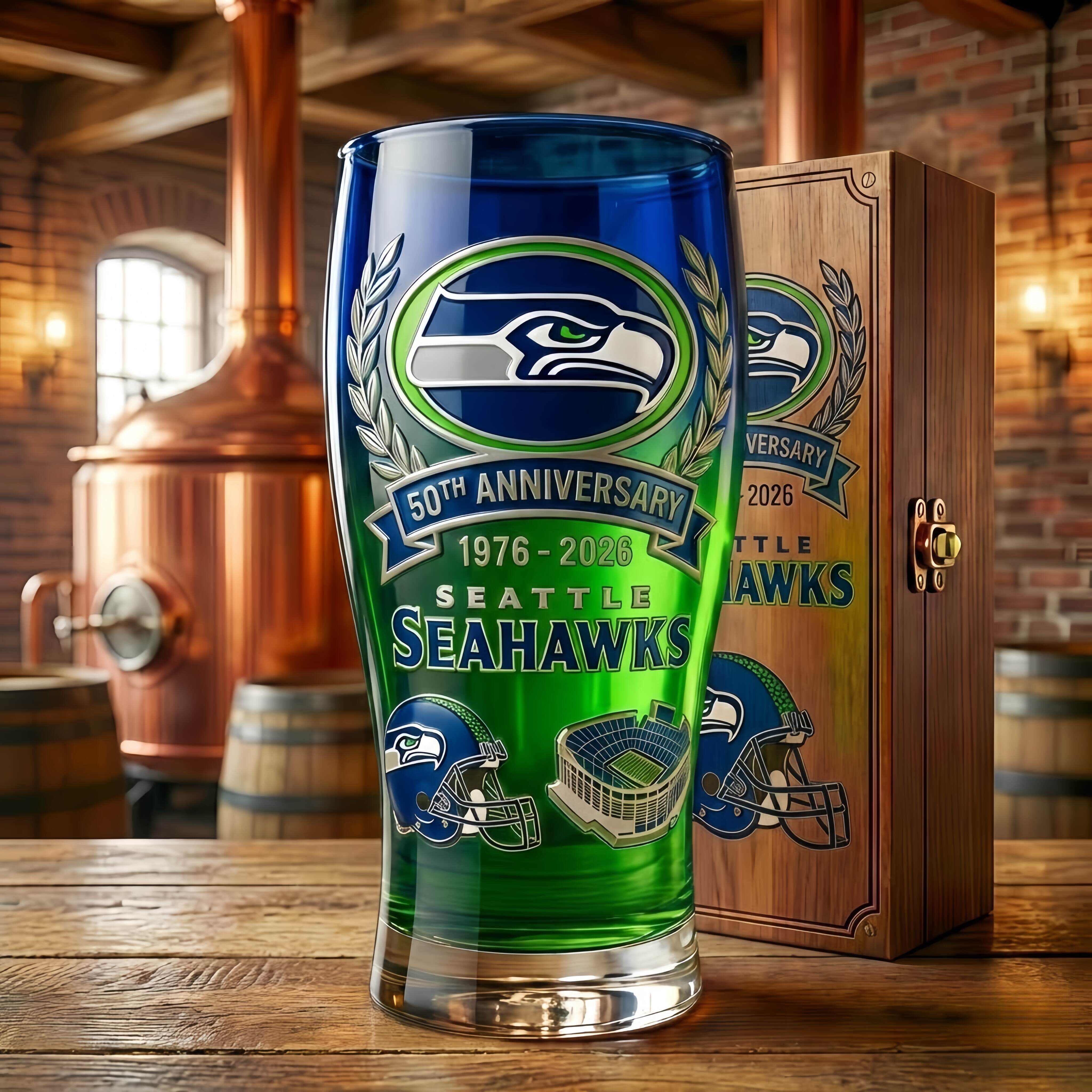 Seattle Seahawks 50th Anniversary Commemorative Glass