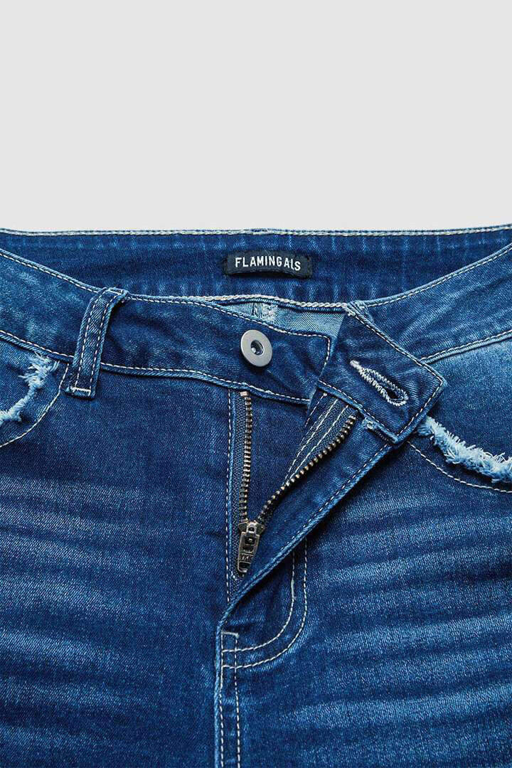 Wash Raw Hem High Rise Stretchy Skinny Jeans