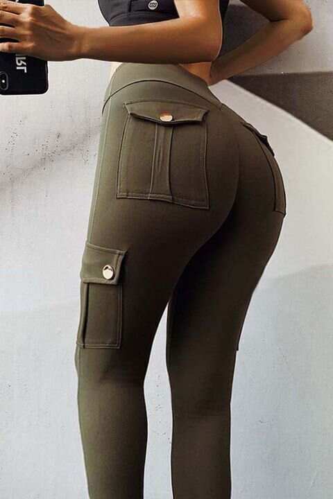 💕Solid Flap Pocket High Waist Sports Leggings