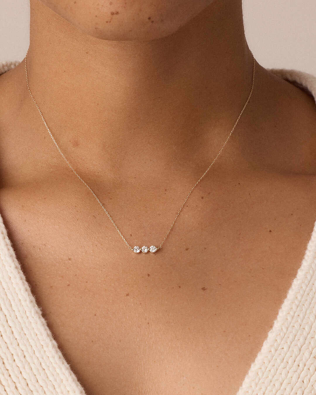 Lab Grown Diamond Halo Row Necklace
