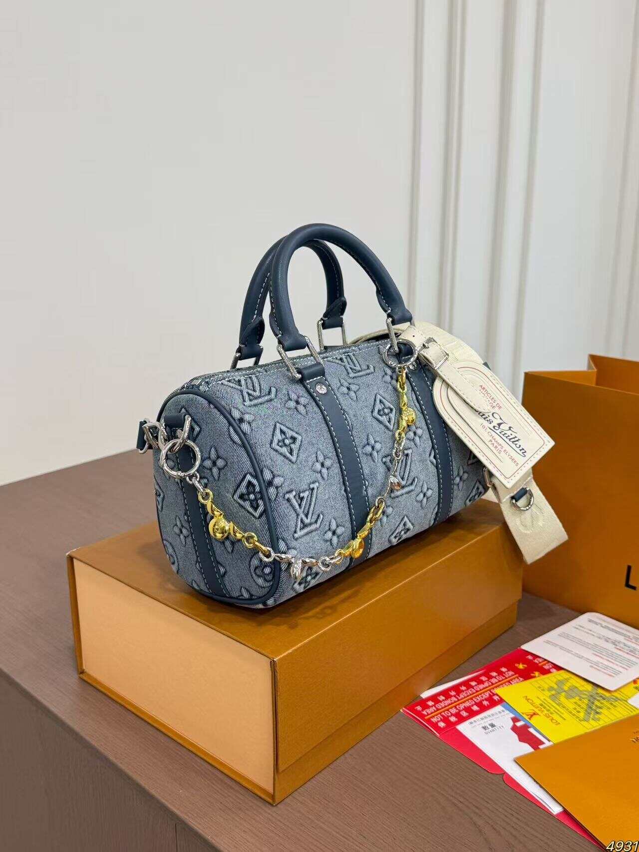 DR 2026 DENIM BARREL BAG GREY