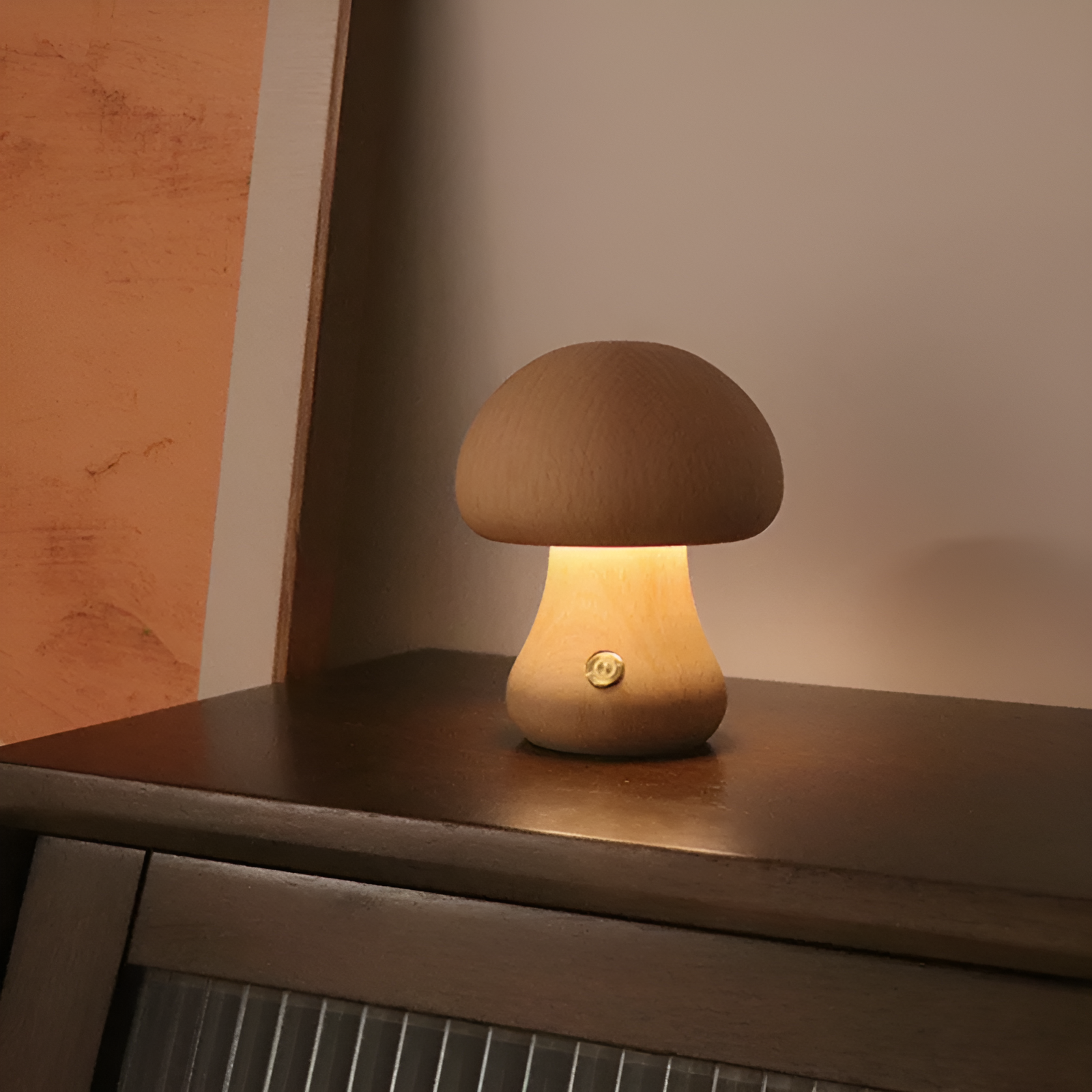Wooden Cute Mushroom Lamp