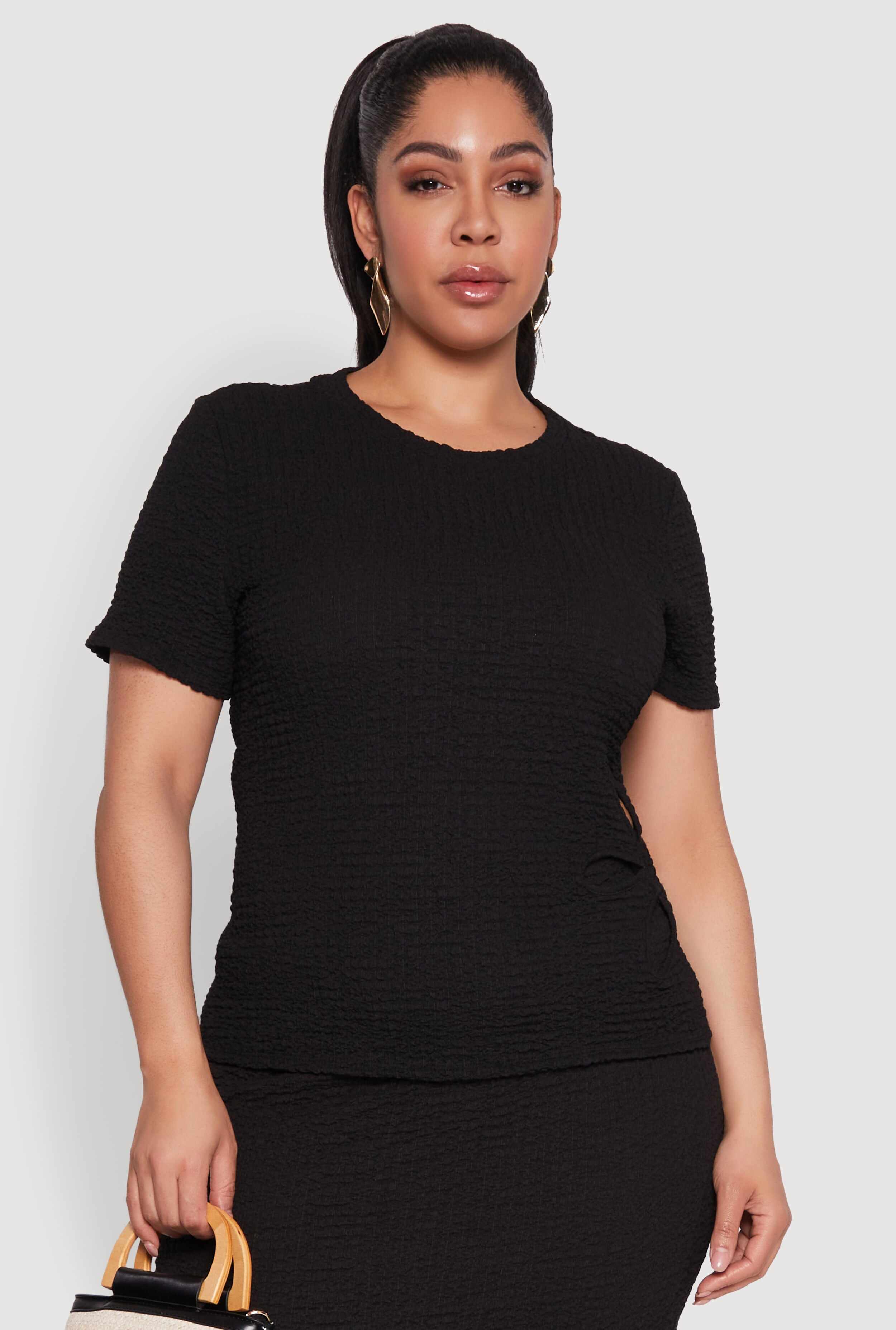 Plus Size Flower Cut Out Top