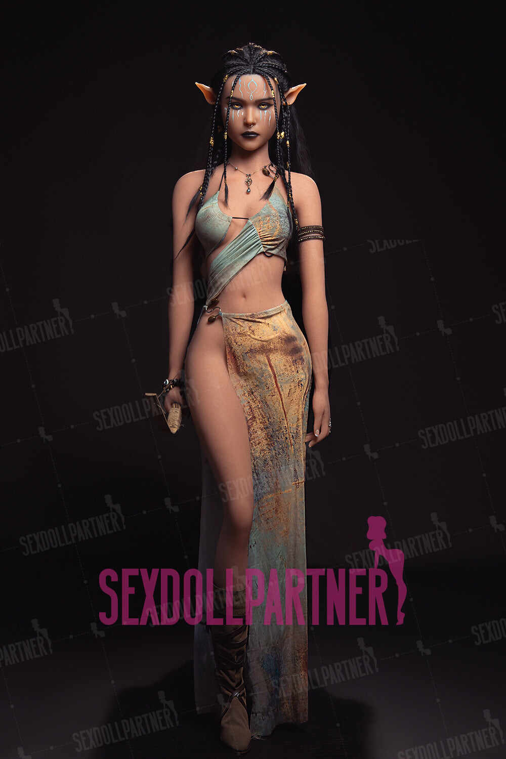 EU Stock - YAMIEE Sia 5.15ft /157cm 1073E Silicone Head TPE Body Tan Elf Hentai Alien Girl Sex Doll