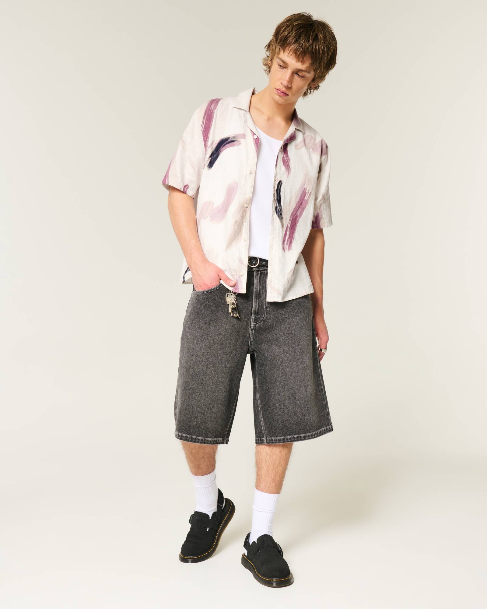 Boxy Short-Sleeve Linen-Blend Shirt