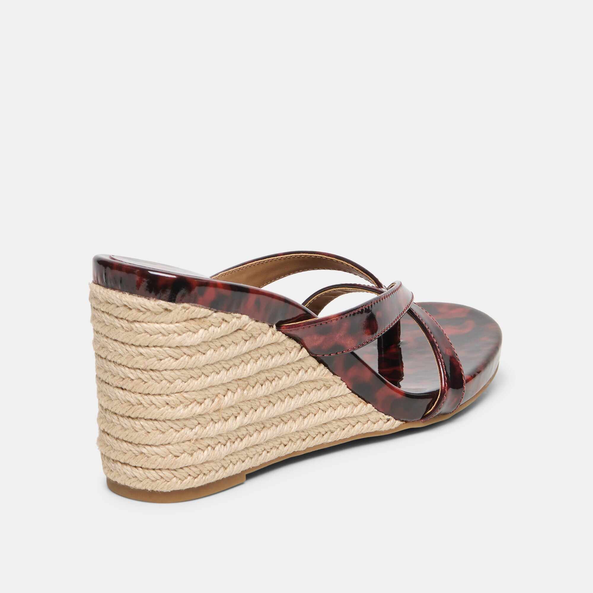 HELAN ESPADRILLE WEDGES TORTOISE PATENT LEATHER