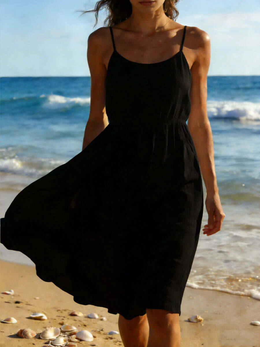 🔥Summer Arrivals🌟Women's Long Cotton And Linen Suspender Dress
