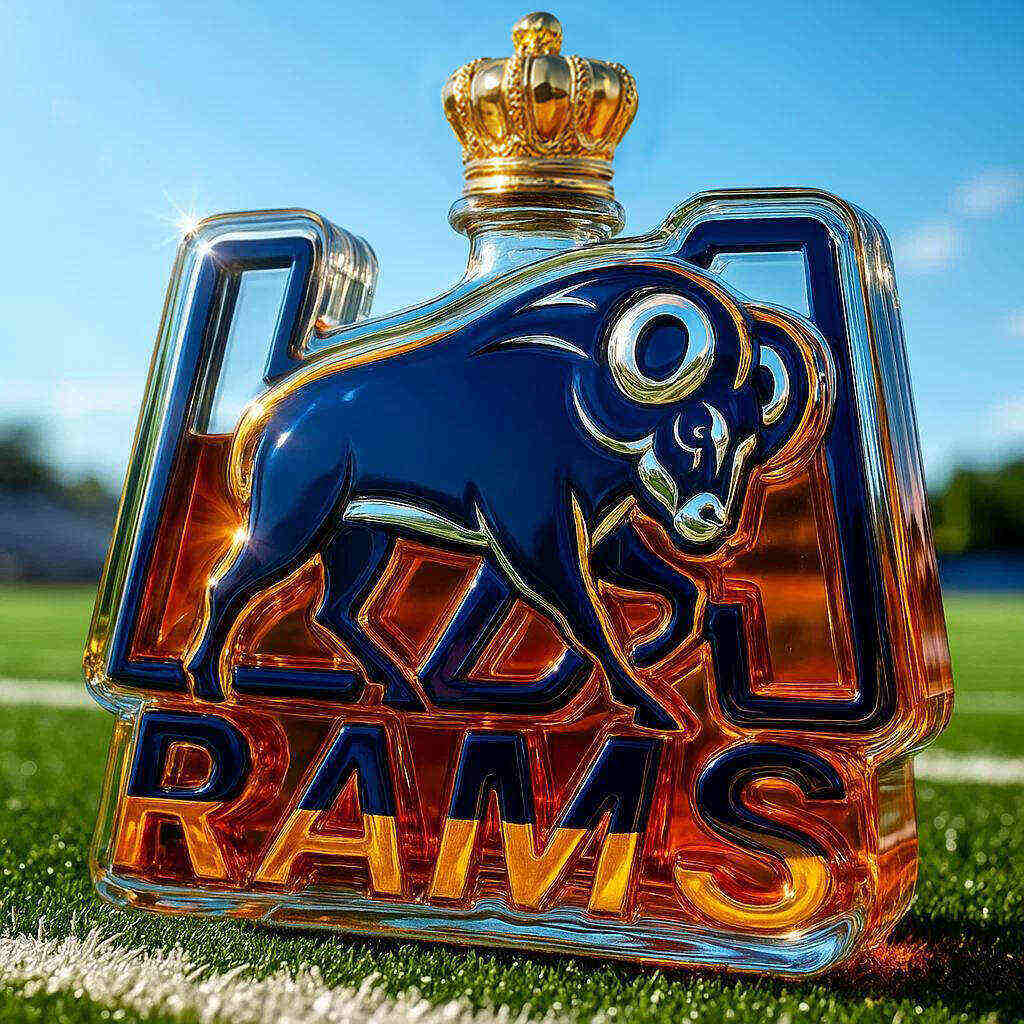 LA Rams Whiskey Bottle