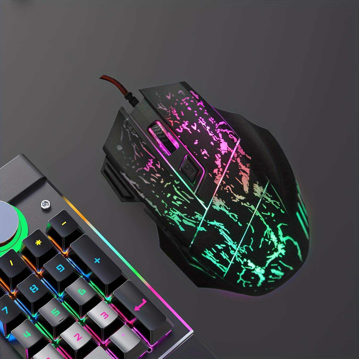 HXSJ Exploding Cracked Rainbow Light Gaming Mouse, A Gaming Mouse With Seven Buttons, Capable Of Reaching Up To 3200dpi.