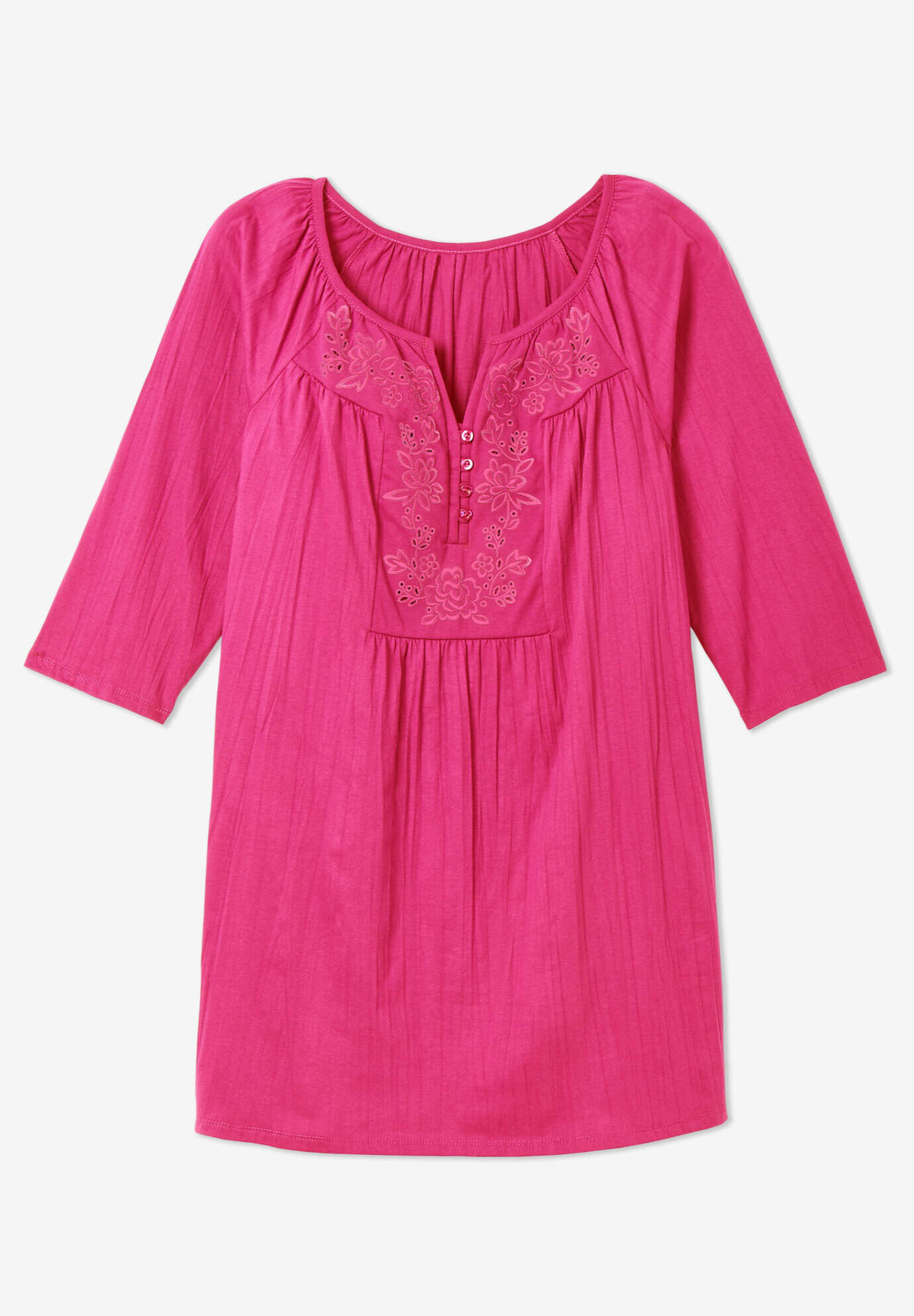 Embroidered Crinkle Tunic