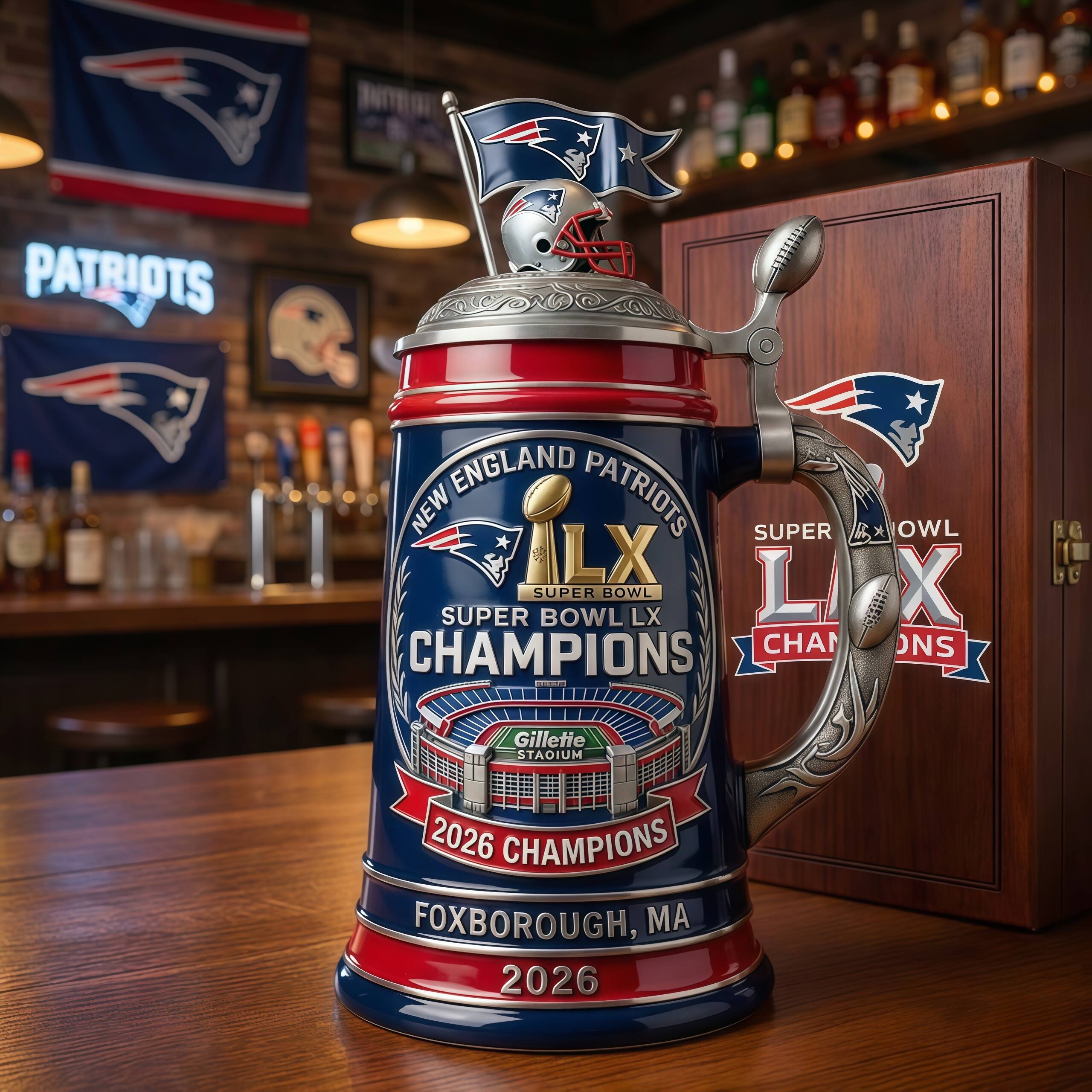 New England Patriots 2026 Super Bowl Championship Stein