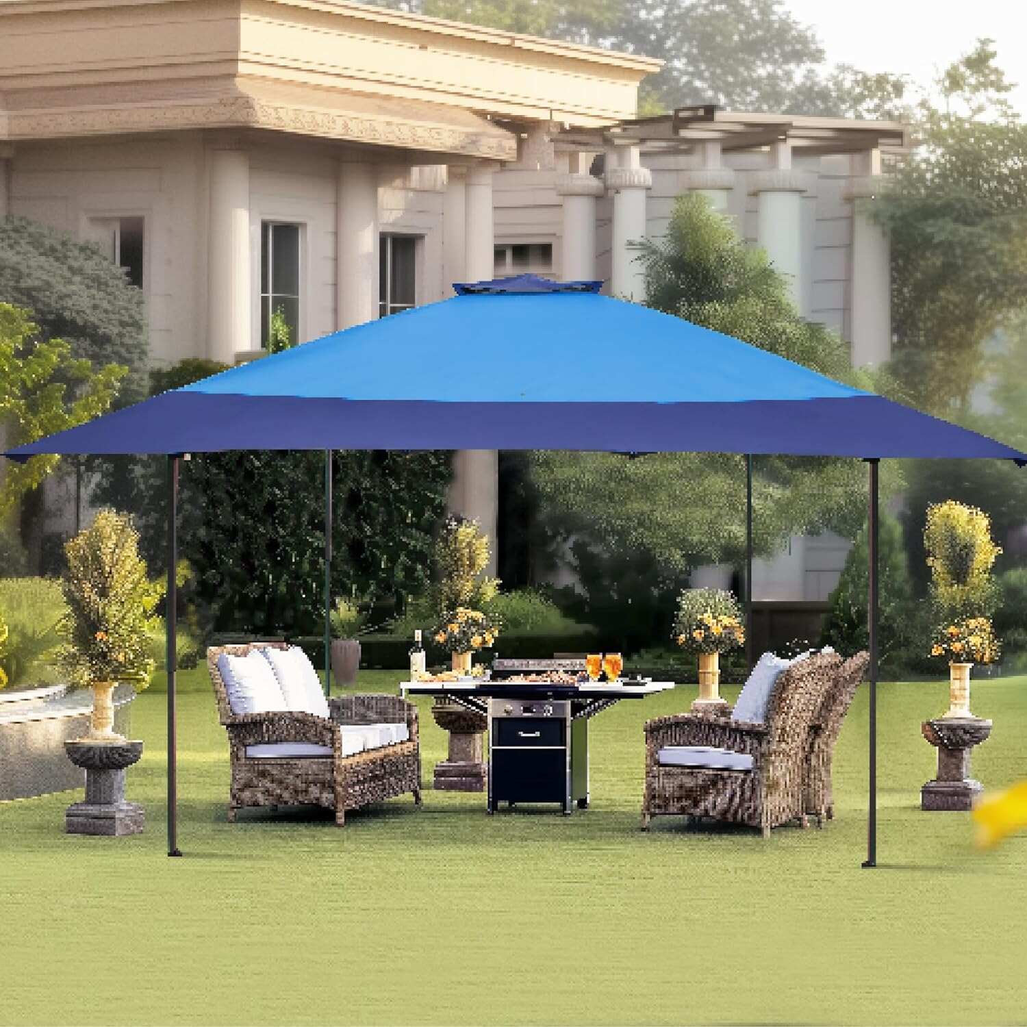 PHI VILLA Outdoor Pop up Canopy 10'x10' Tent Camping Sun Shelter-Series Party Tent, 100 Sq. Ft of Shade (Blue)