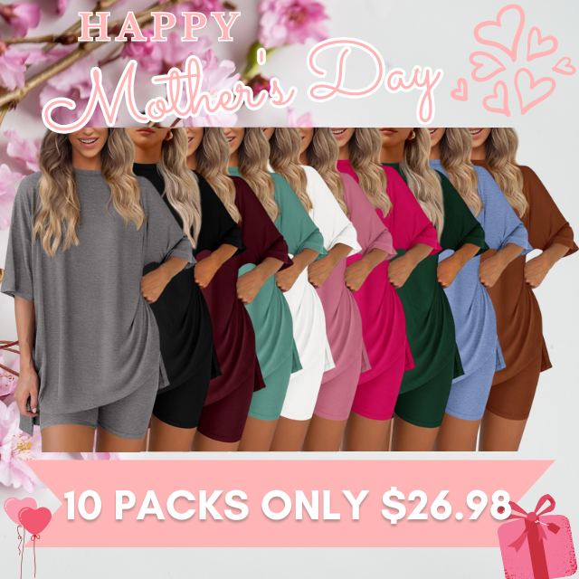 🔥Flash sale🔥Women's Two Piece Lounge Set 2026 Summer Casual Oversized Shirts  Biker Shorts Matching Airport Travel Outfit