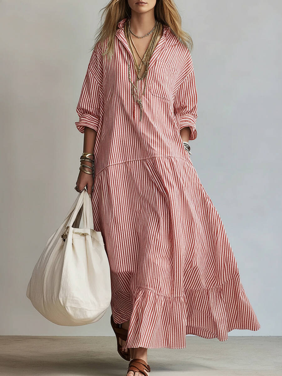 🔥Summer Arrivals🌟Women's Casual Striped Loose-fitting Dress