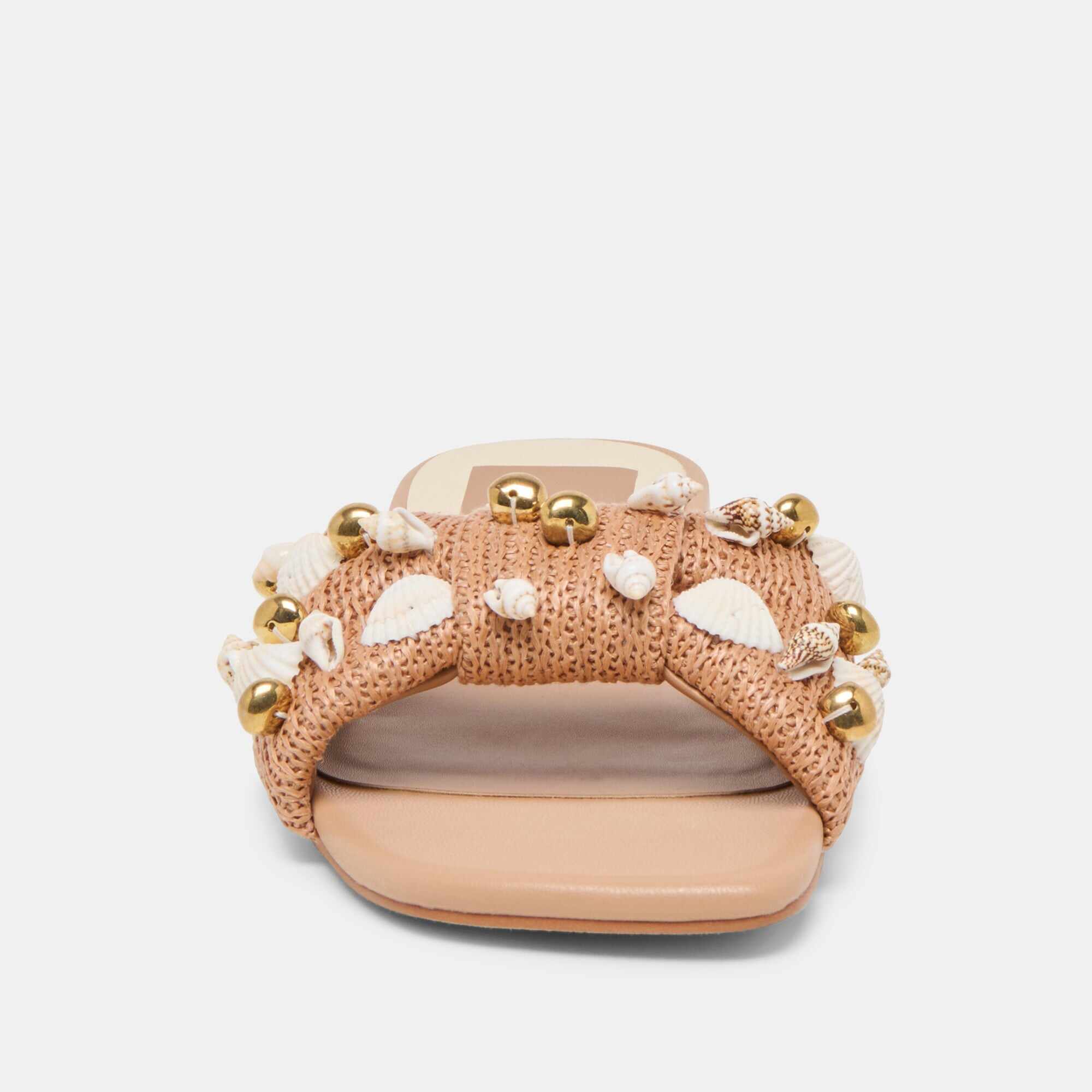 LIZZA SANDALS TOFFEE BEADED RAFFIA