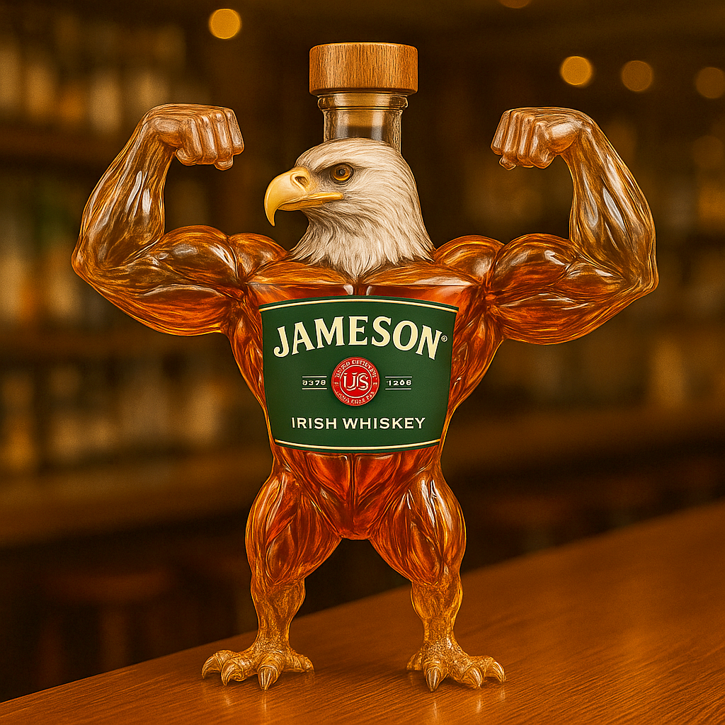 Bodybuilding Bald Eagle Whisky bottle