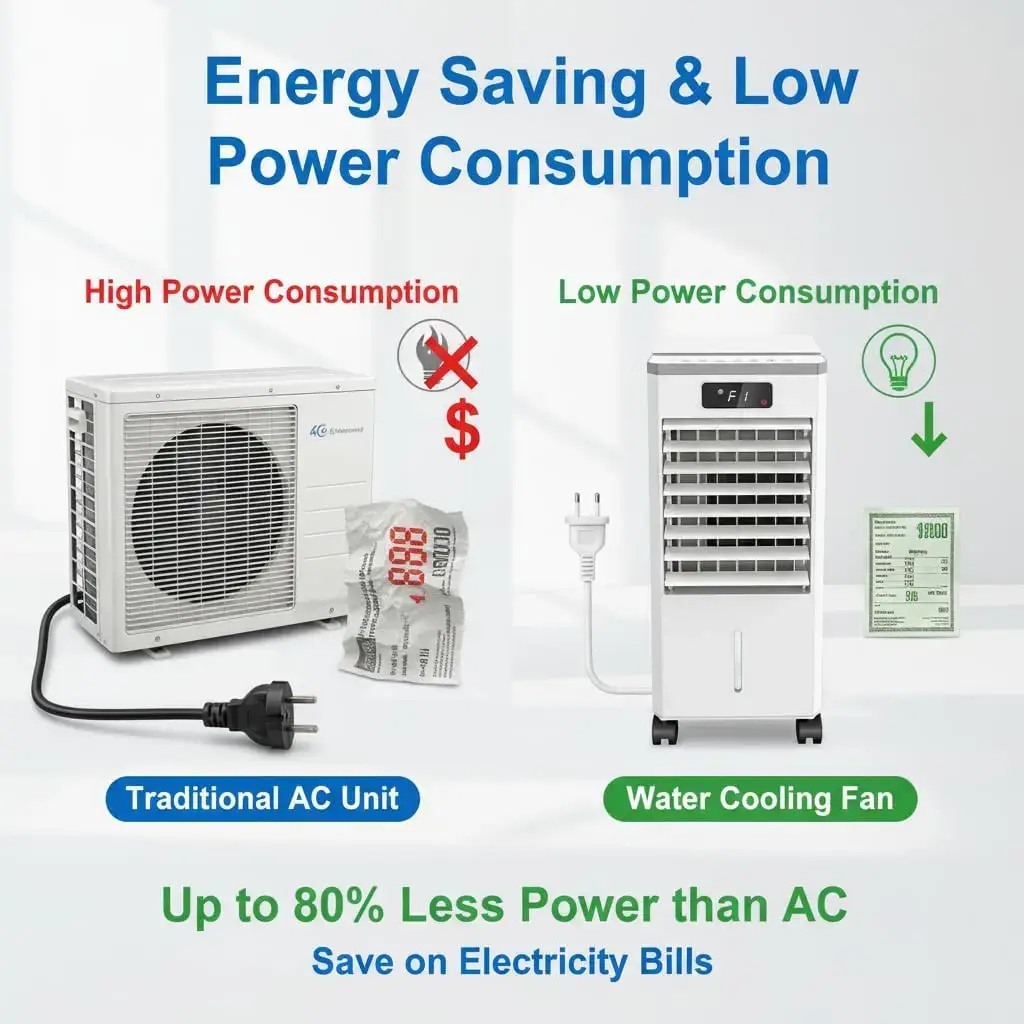 Portable Evaporative Air Cooler and Fan, 7L Capacity with Touch Display and Remote Control, Features 3 Speeds, 3 Modes, LED Display for Efficient Cooling
