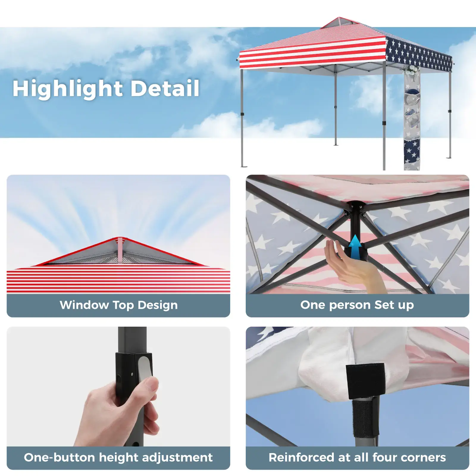 [Waterproof & UV-Resistant] 10x10ft Pop-up Canopy Tent, Instant Portable Canopy Tent Outdoor Gazebo, One-Push-To-Lock Outdoor Gazebo with Roller Bag