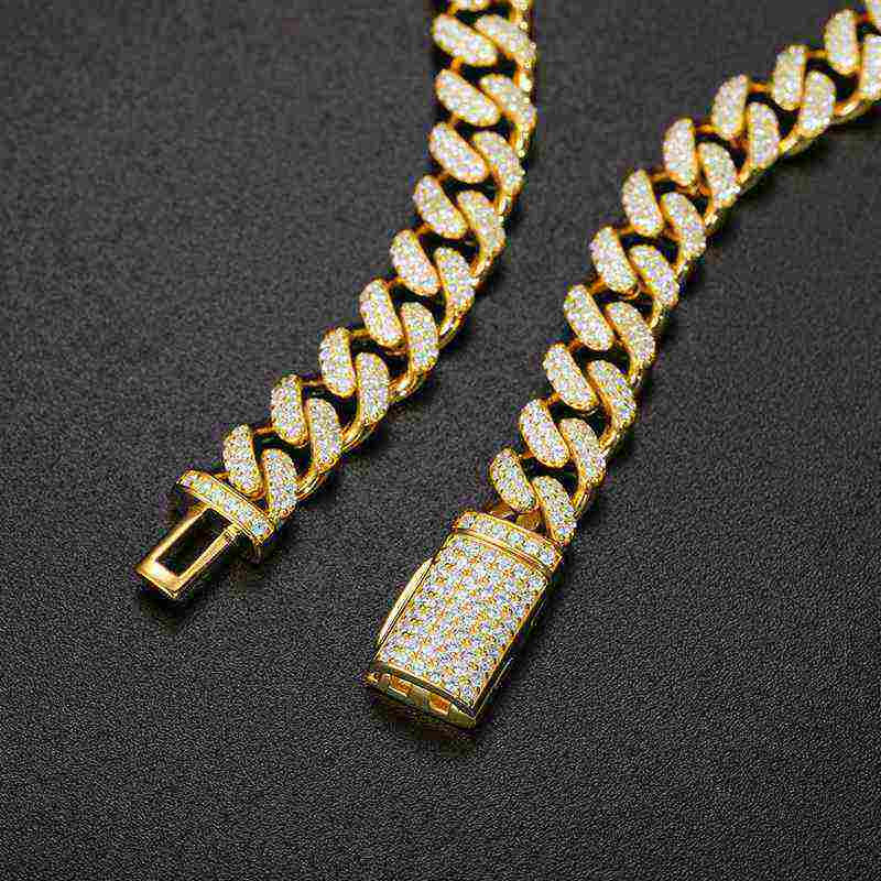 Test10mm S925 2 Rows Moissanite Cuban Link Bracelet