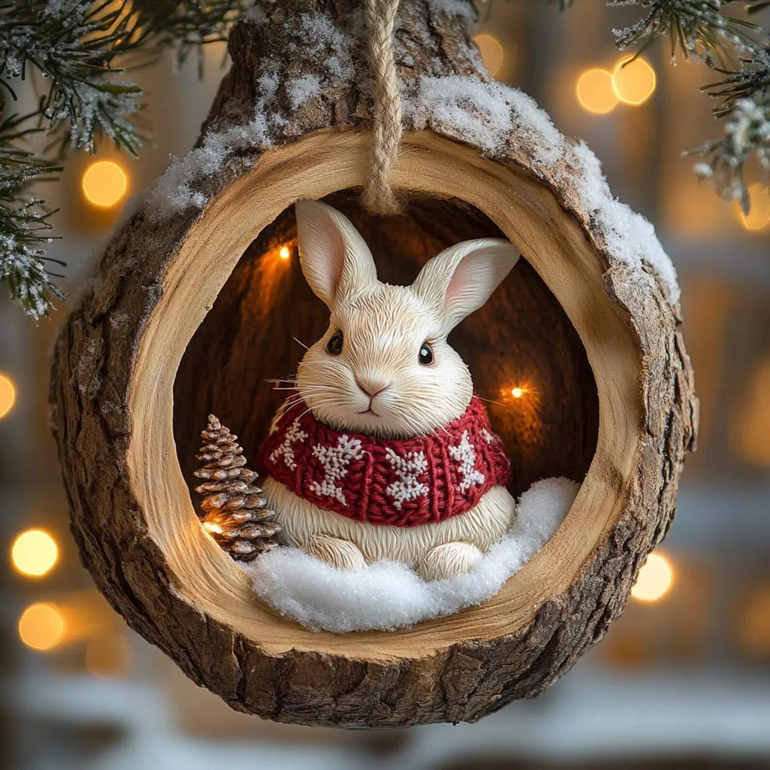 Woodland Winter Bunny Ornament