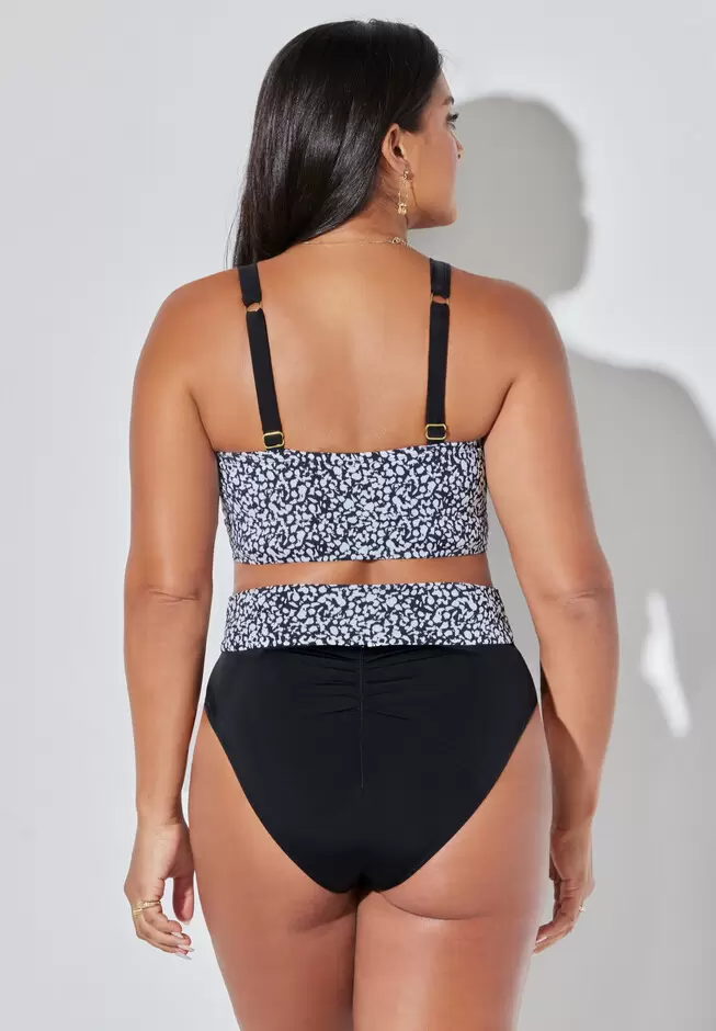 Bra Sized Tie Front Longline Underwire Bikini Set