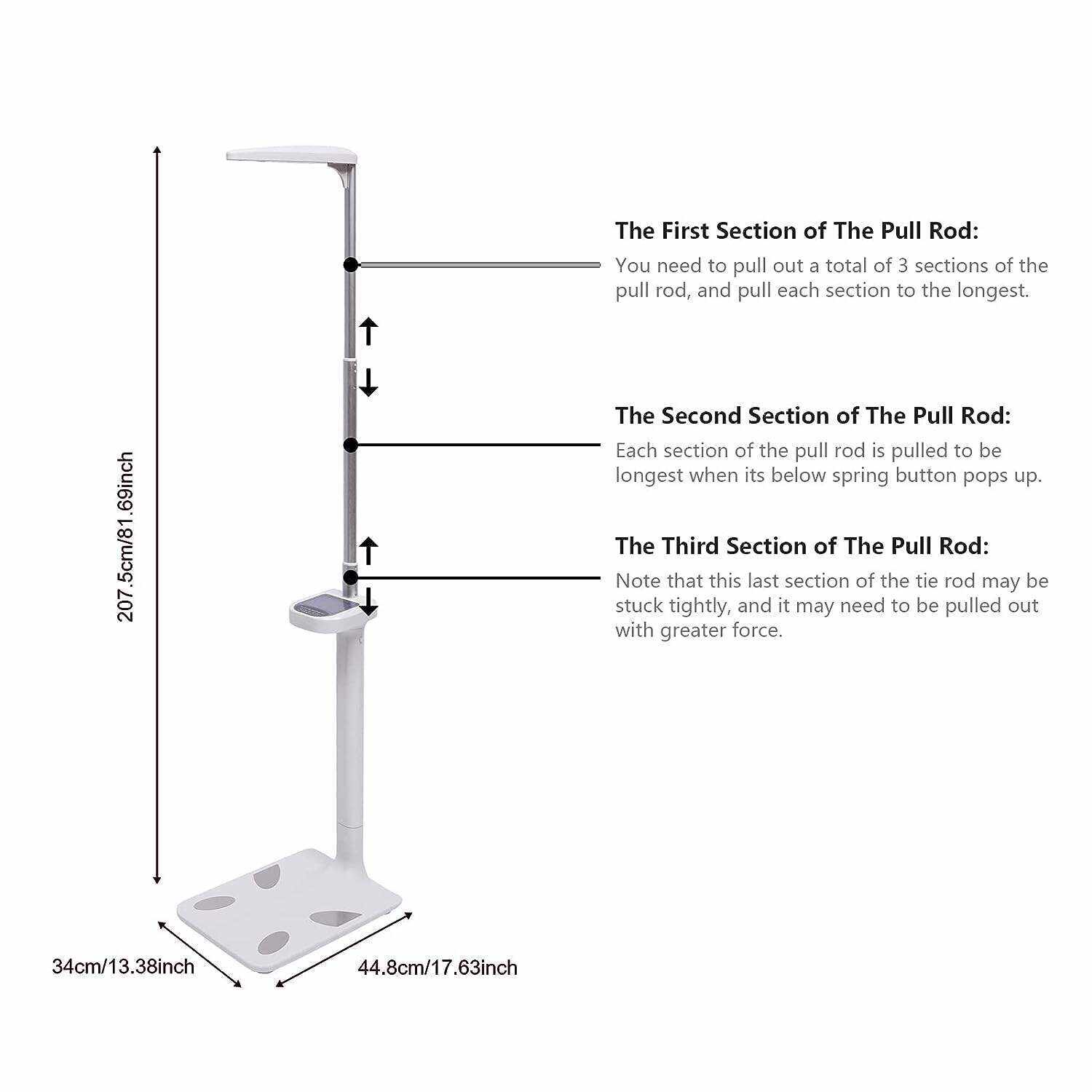 Professional Digital Physicians Scale, Height and Body Fat Analyzer Digital Medical Scale - 440lbs/200kg Capacity, 80-190CM Height Scale Range, BMI Body Fat Measurement Device (US Stock)