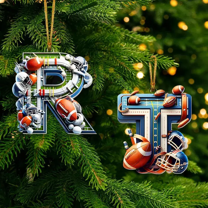Personalized Alphabet Letter Football Ornament