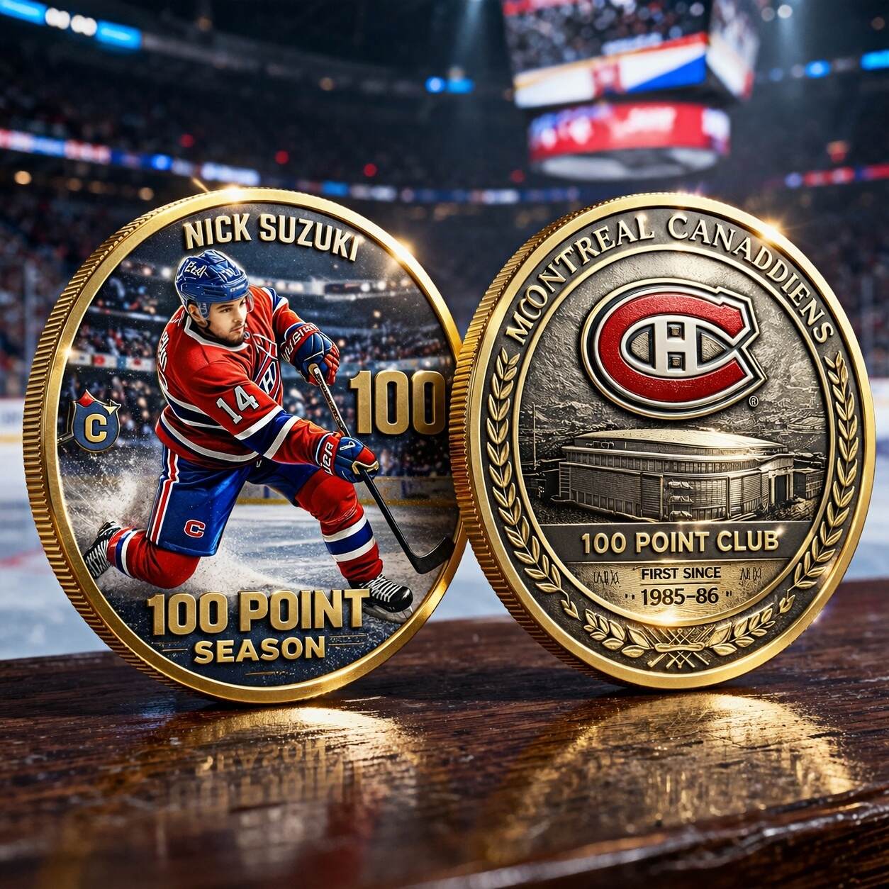 🔥 Montreal Canadiens – 100 Point Club: Nick Suzuki Legacy Coin