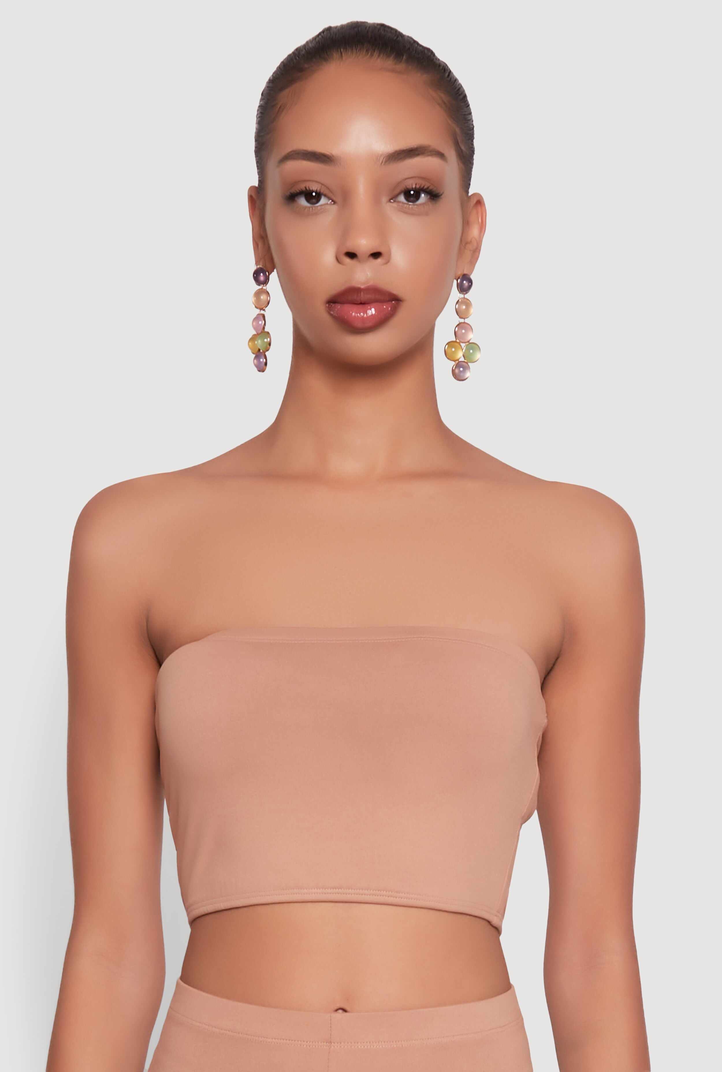 Trendy Solid Cropped Bandeau Top