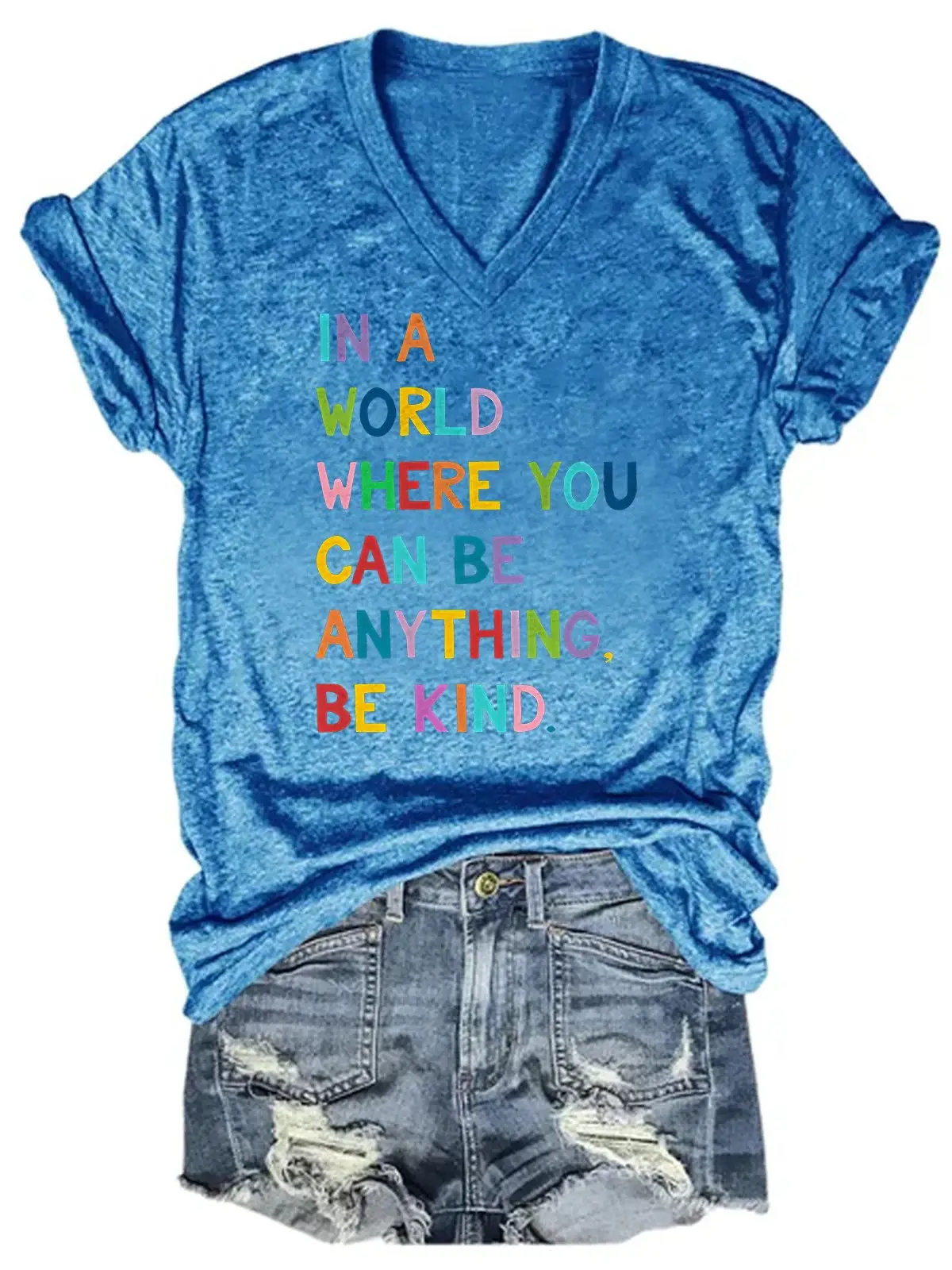 In A World Where You Can Be Anything Be Kind Autism Awareness Casual Print T-shirt
