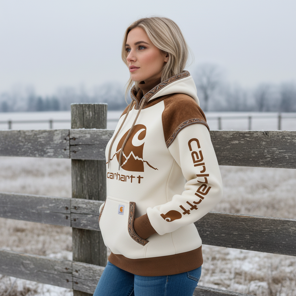 Women's Retro Ethnic Style Stand Collar Hooded Sweatshirt set