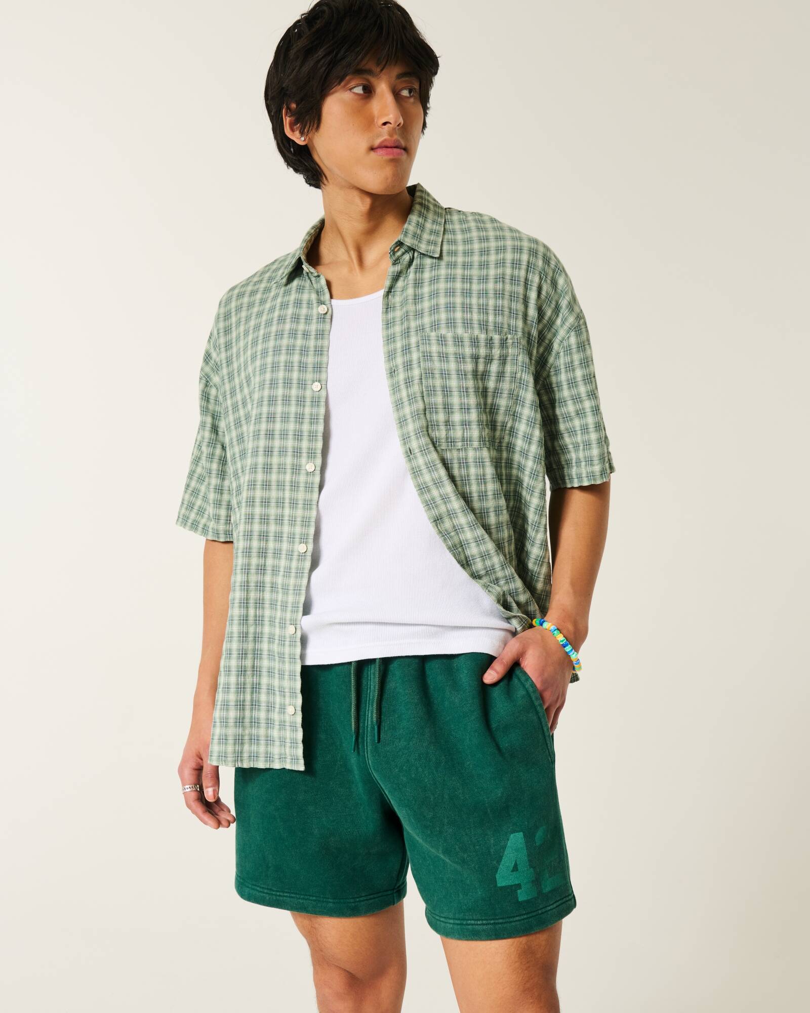 Mid-Thigh Camo Loose Fleece Shorts