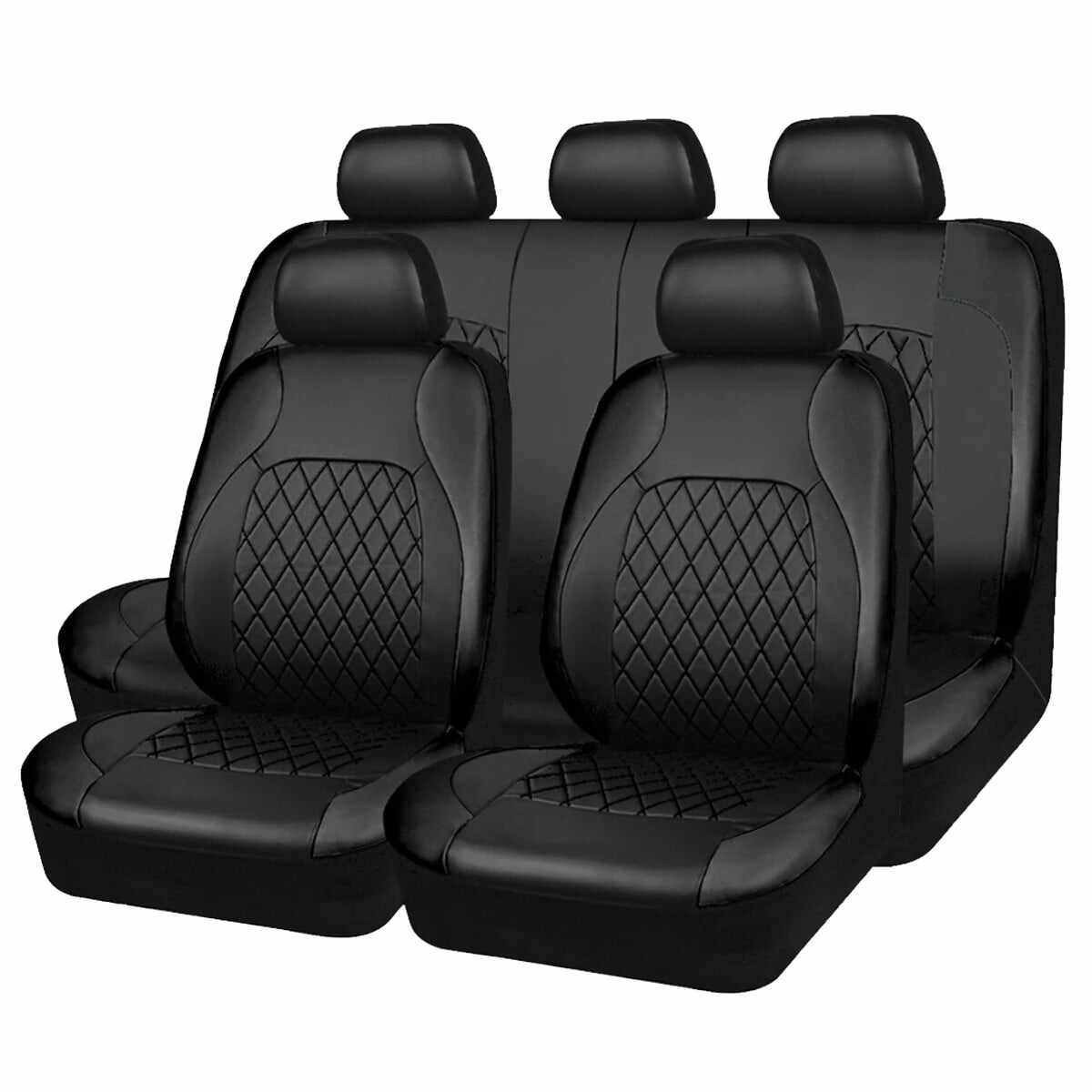 All-Season PU Leather Universal Seat Covers - 5-Seat Set