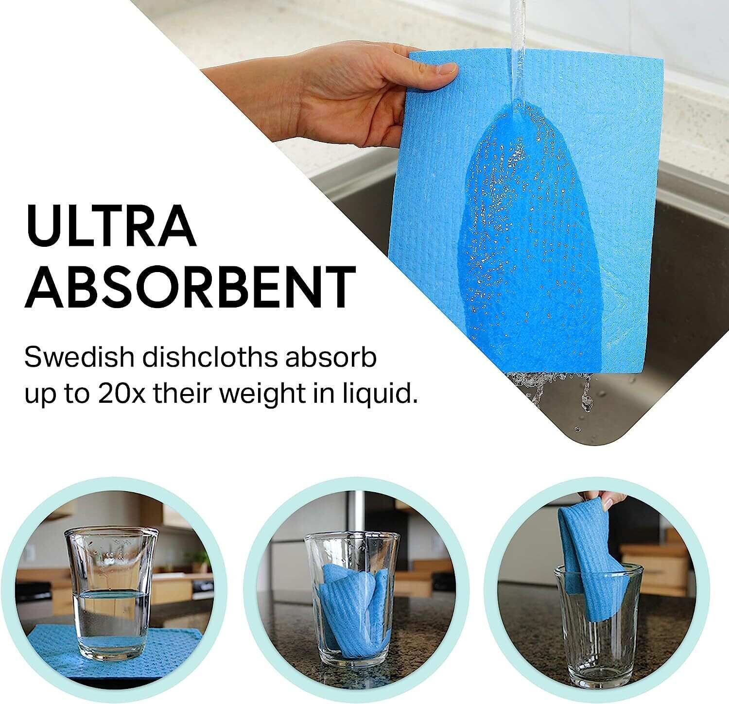 Swedish Wholesale Swedish DishCloths for Kitchen- 10 Pack Reusable Paper Towels for Counters & Dishes - Eco Friendly Cellulose Sponge Cloth - Assorted