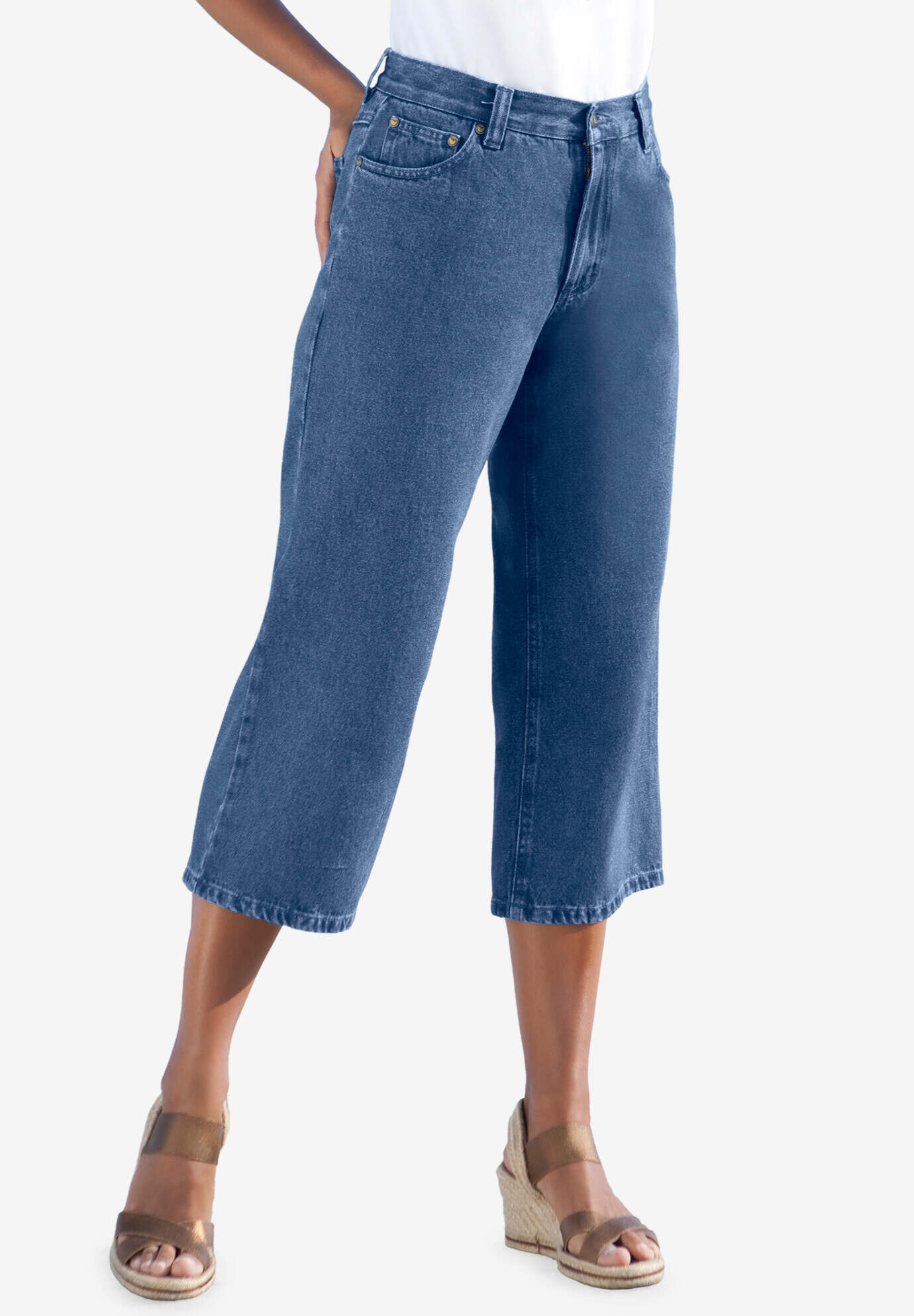 Perfect 5-Pocket Relaxed Capri With Back Elastic