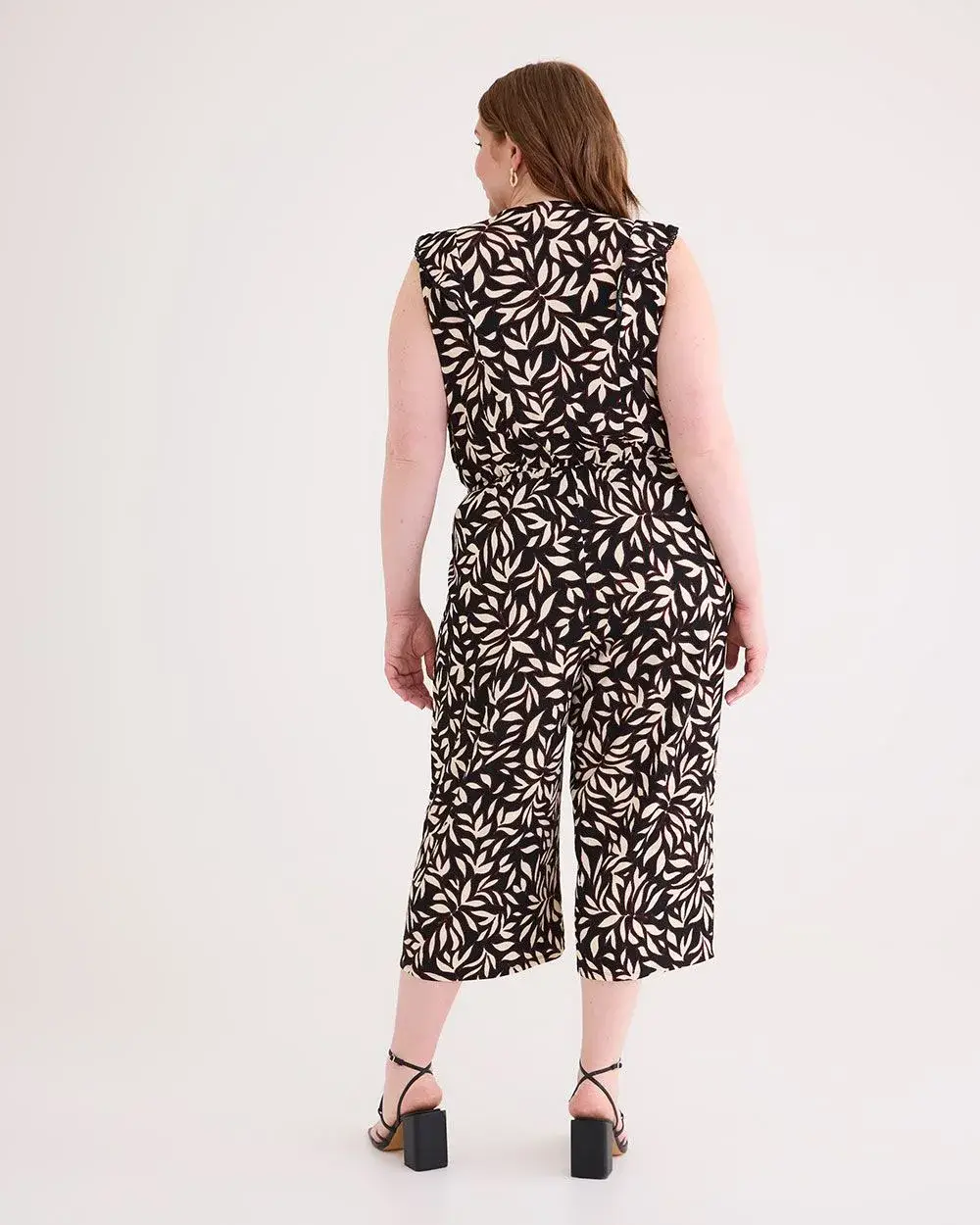 Knit Cropped Leg Jumpsuit with Flutter Sleeves