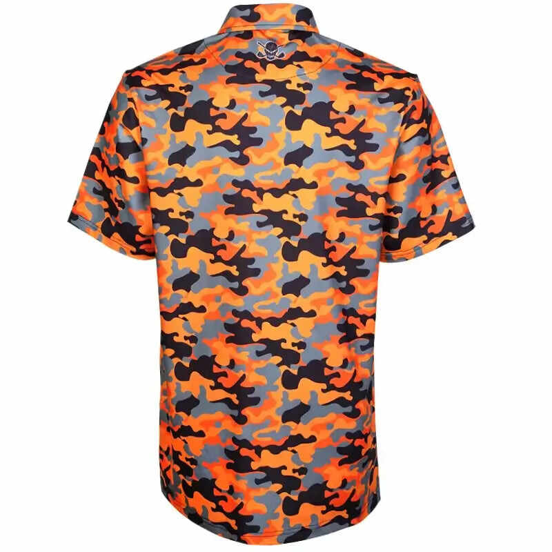 Camo Cool-Stretch Golf Shirt (Orange)