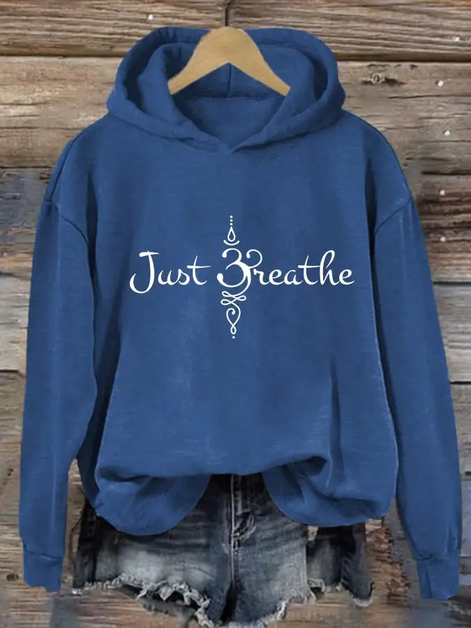Women's Just Breathe Print Casual Sweatshirt