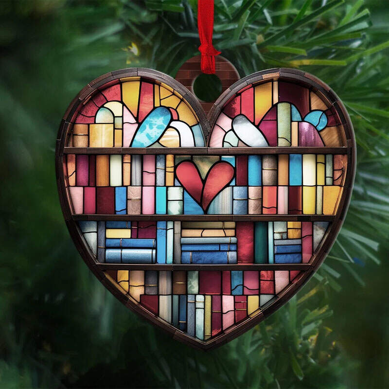 Heart-shaped Bookshelf Christmas Ornament