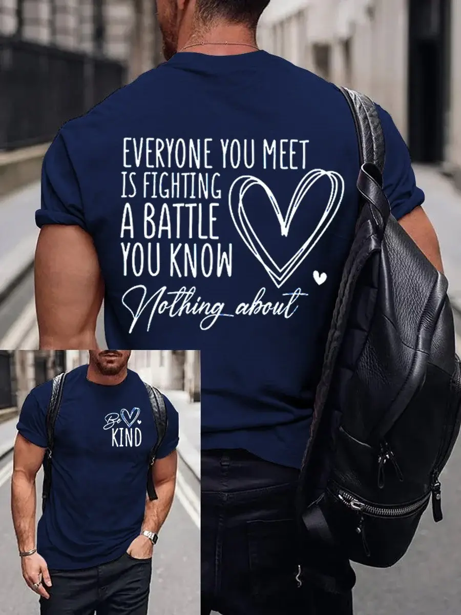 Men's Be Kind Art Print Casual T-Shirt