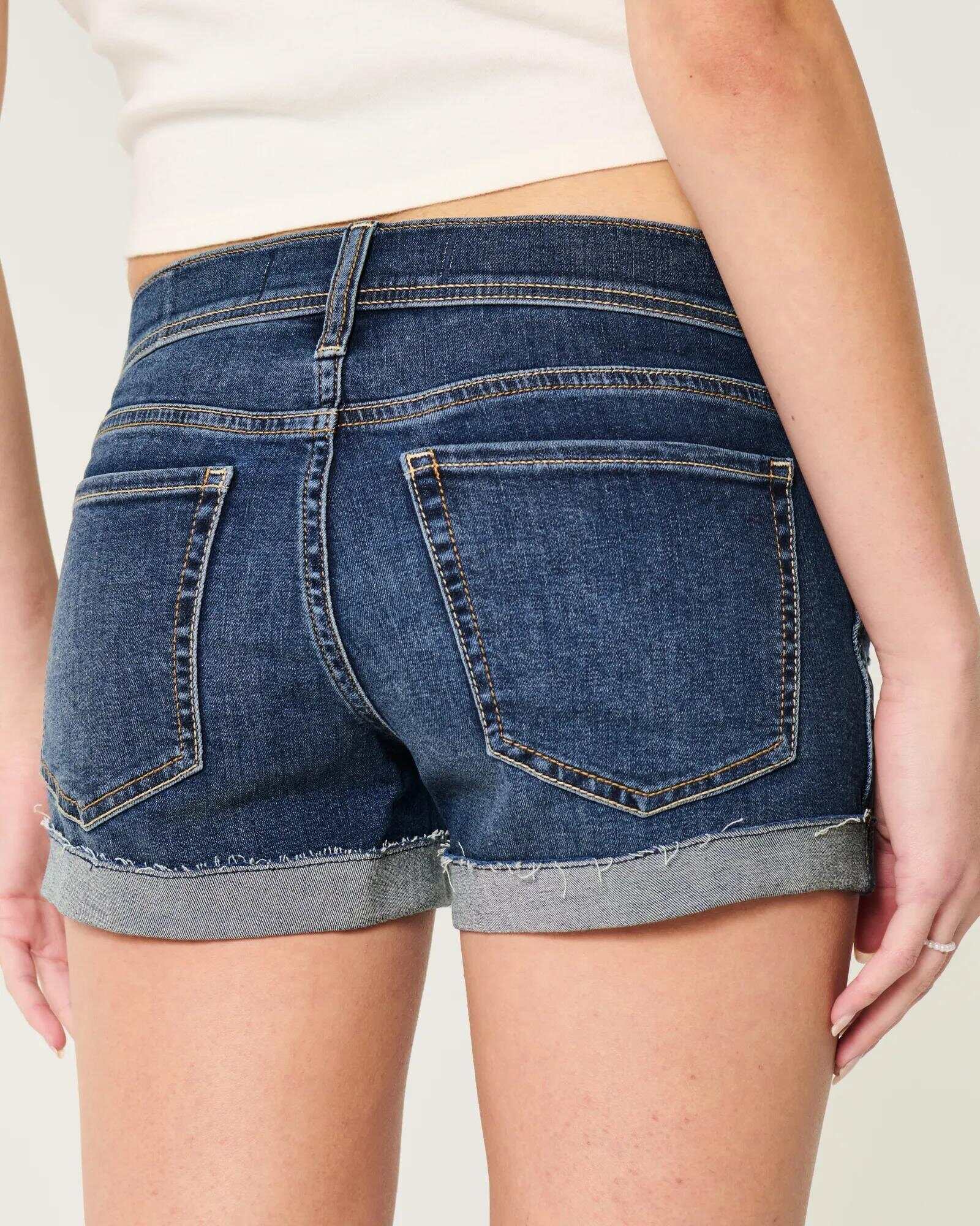 Low-Rise Medium Wash Denim Shortie Shorts