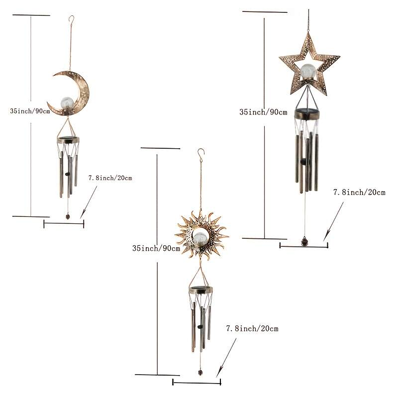 Solar Garden Decoration, Wind Chime Lamp, Moon, Star, Sun, Ornament