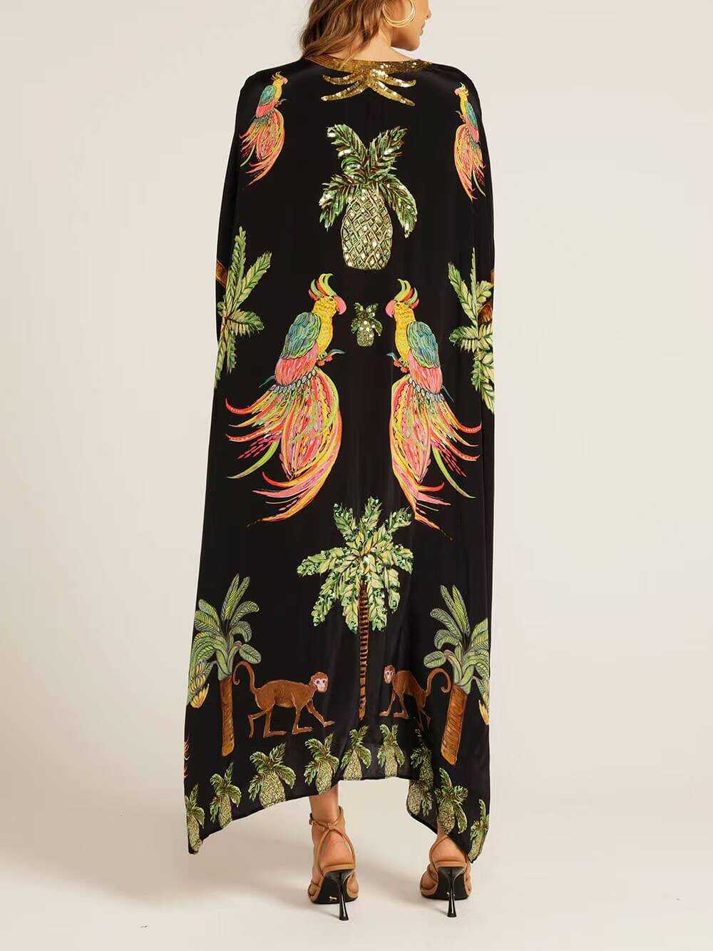 V-neck Printed Loose Fashion Dress