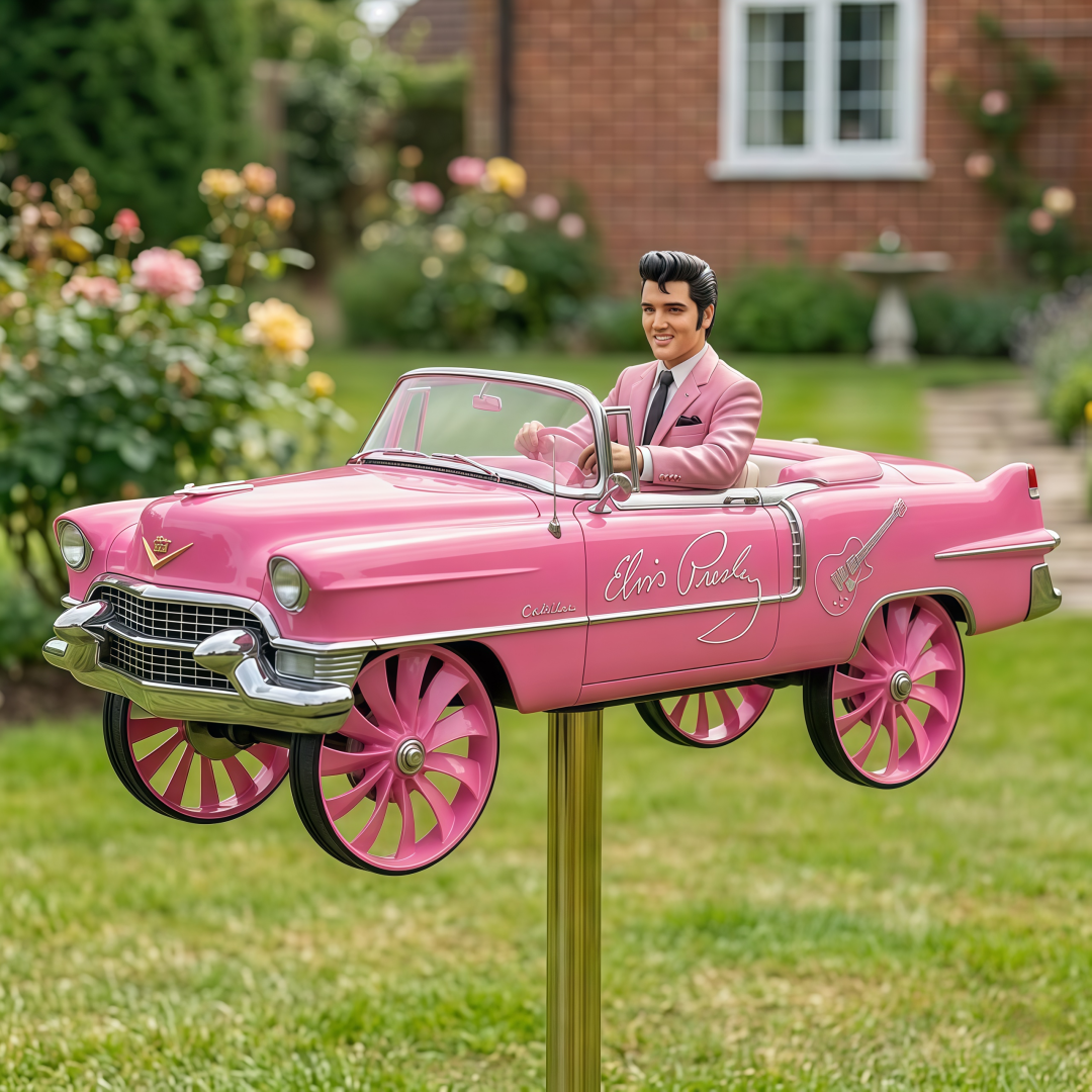 Elvis Presley Pink Cadillac Garden Wind Spinner