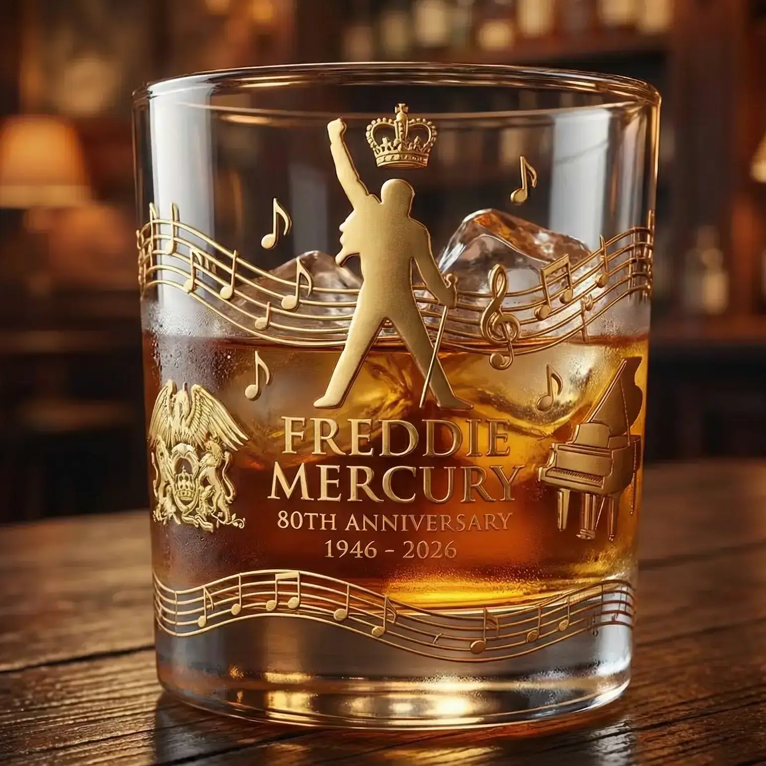 Queen 55th Anniversary Commemorative Whiskey Glass