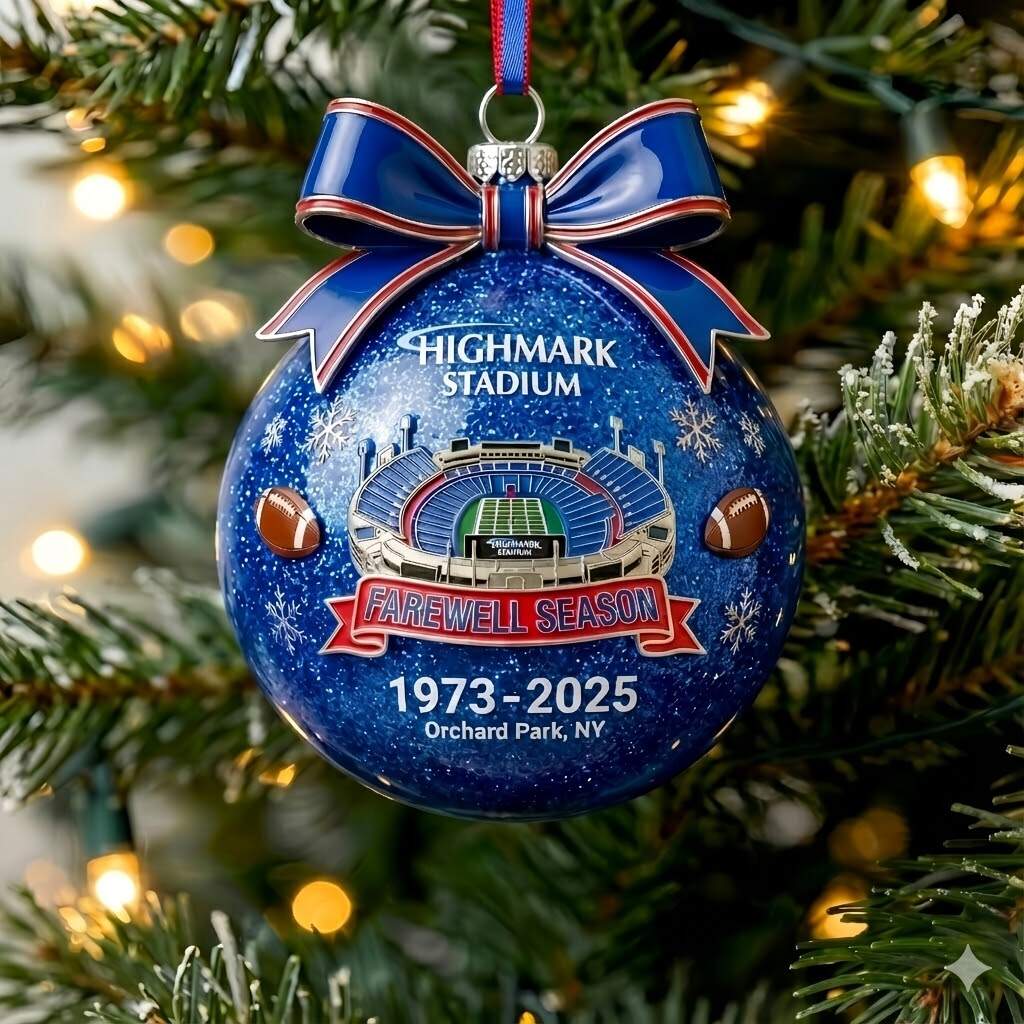 Highmark Stadium Farewell Season Commemorative Blue Glitter Ornament