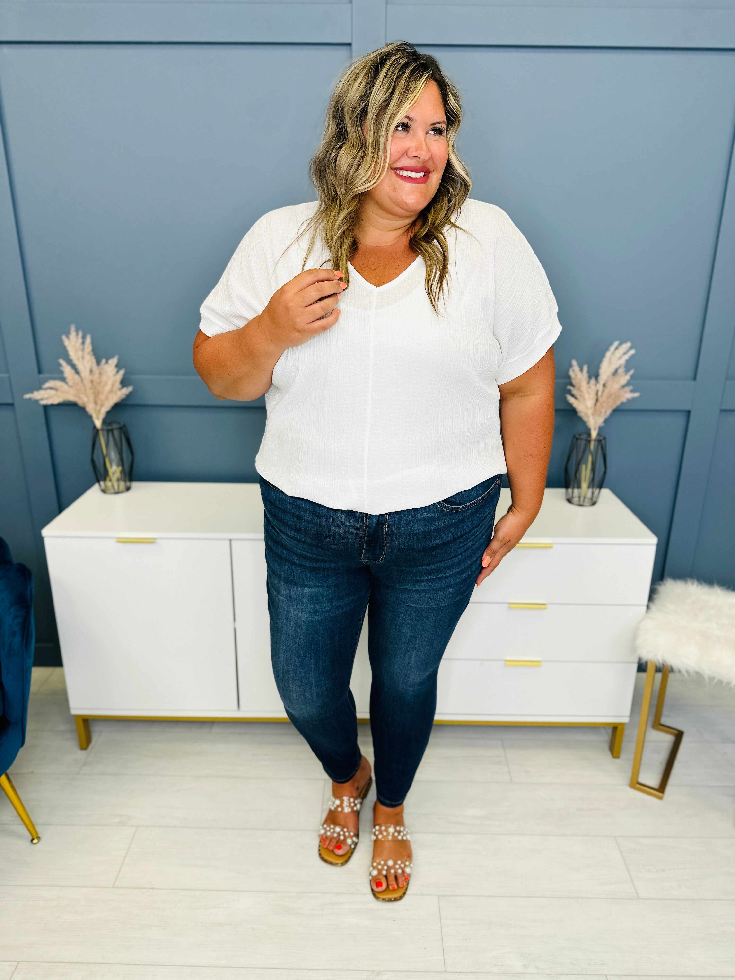 Reg/Curvy Blessed and NonDistressed Relaxed Fit Jeans