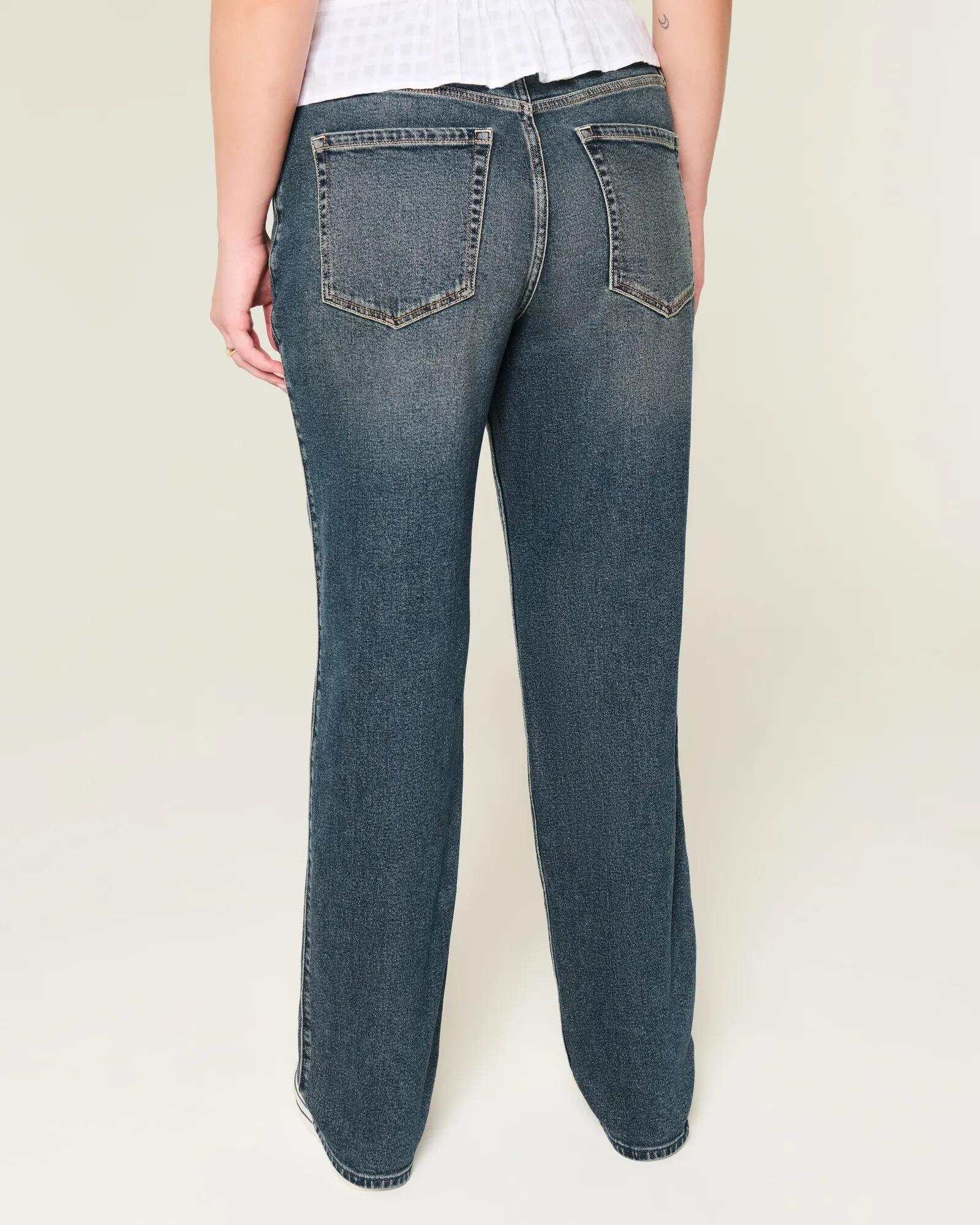 High-Rise Washed Black Straight Jeans